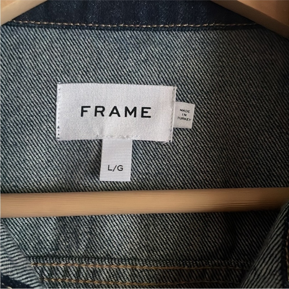 NWT. Frame Oversized Button Detail Denim Mini Jean denim Dress - Large - Picture 5 of 11